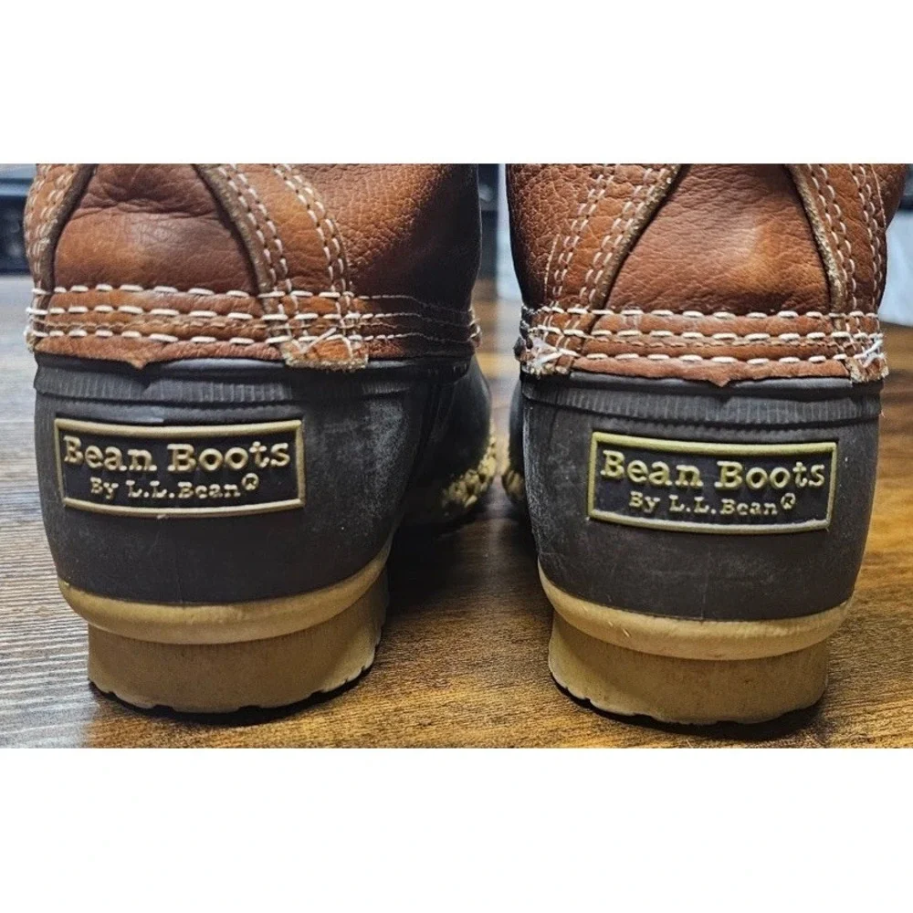 LLBean Women's Lounger L.E Tumbled Leather Shearling Lined Boots Sz 9 M USA